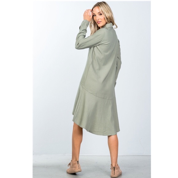 Olive Boyfriend Shirt Dress - Picture 4 of 7